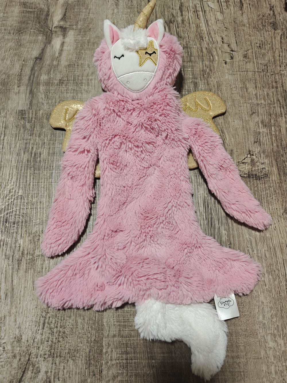 Pink Unicorn Plush Comfort Buddy with Gold Accents